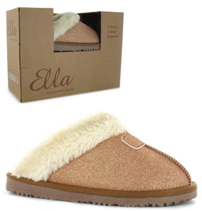 Sparkle Rose Gold Mule Slippers - Ella