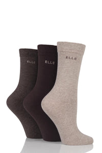 ELLE Cocoa Cotton Socks - 3 Pair Pack