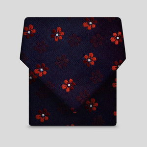 Midnight Blue & Red Flower Pattern Slim Tie