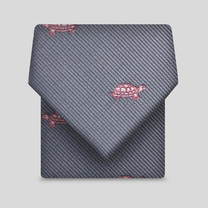 Grey & Pink Turtle Slim Tie