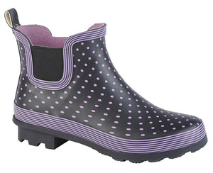 Mauve Polka Dot Ankle Wellington - Stormwells