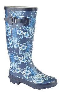 Blue Floral Wellington - Woodland