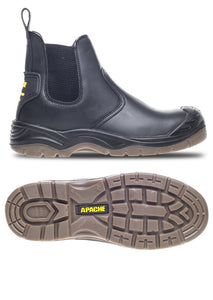 Black Pull On Safety Boot - Apache