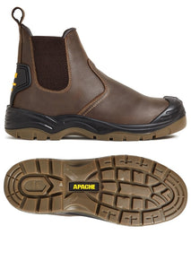 Brown Pull On Safety Boot - Apache