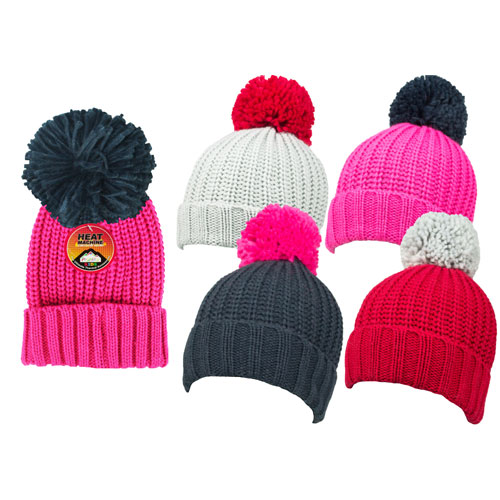 Girls Pom Pom Hats - Heat Machine