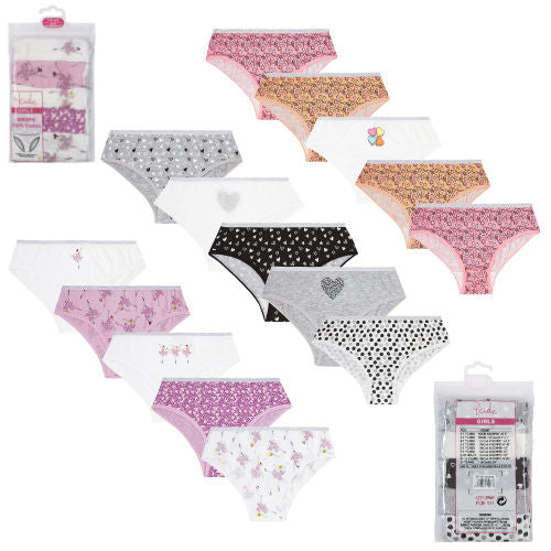 Girls 5 Pack Briefs - 3 Designs