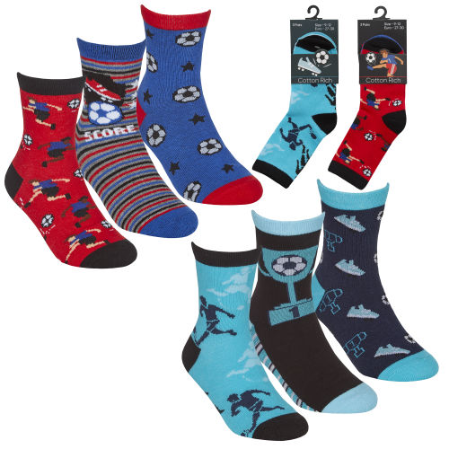 Football Design Socks - 3 Pair Pack