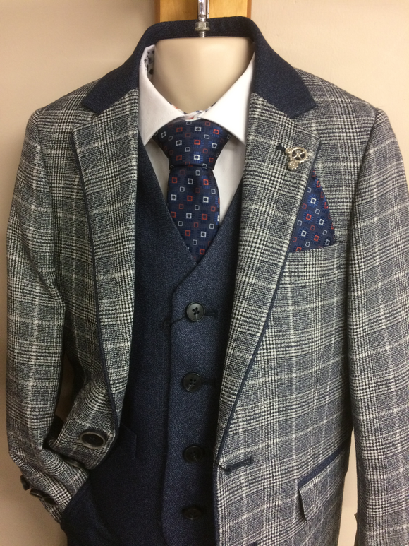 Navy Check Suit Jacket - 1880 Club