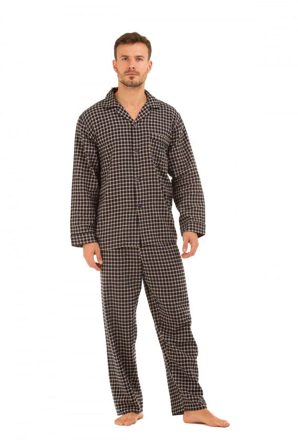Brushed Cotton Navy Check Pyjama - Haigman