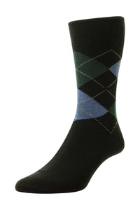 Argyle Softop® - HJ89 MEN'S COTTON SOFTOP® SOCKS BLACK