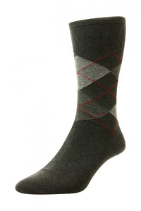 Argyle Softop® - HJ89 MEN'S COTTON SOFTOP® SOCKS GREY