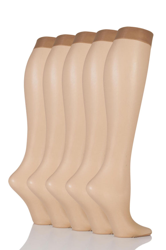 SOCKSHOP 15 Denier Knee Highs - 5 Pair Pack