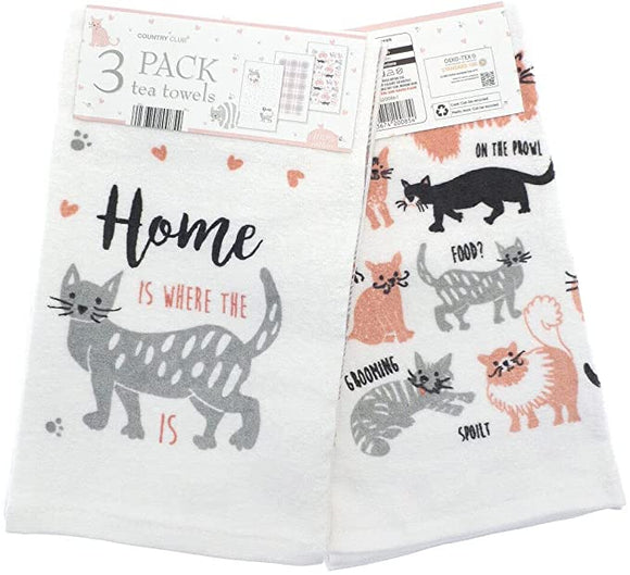 Cats 3 Pack Tea Towels