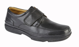 ROAMERS Black Leather Wide Fit Shoe