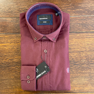 Remus Uomo Dark Red Seville Long Sleeve Casual Shirt