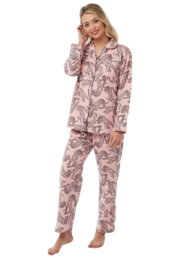 Cheetah Brushed Cotton Pyjamas - Indigo Sky