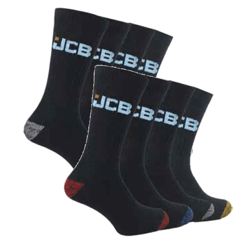 JCB Work Socks, 4-pack (UK Size 6-11)