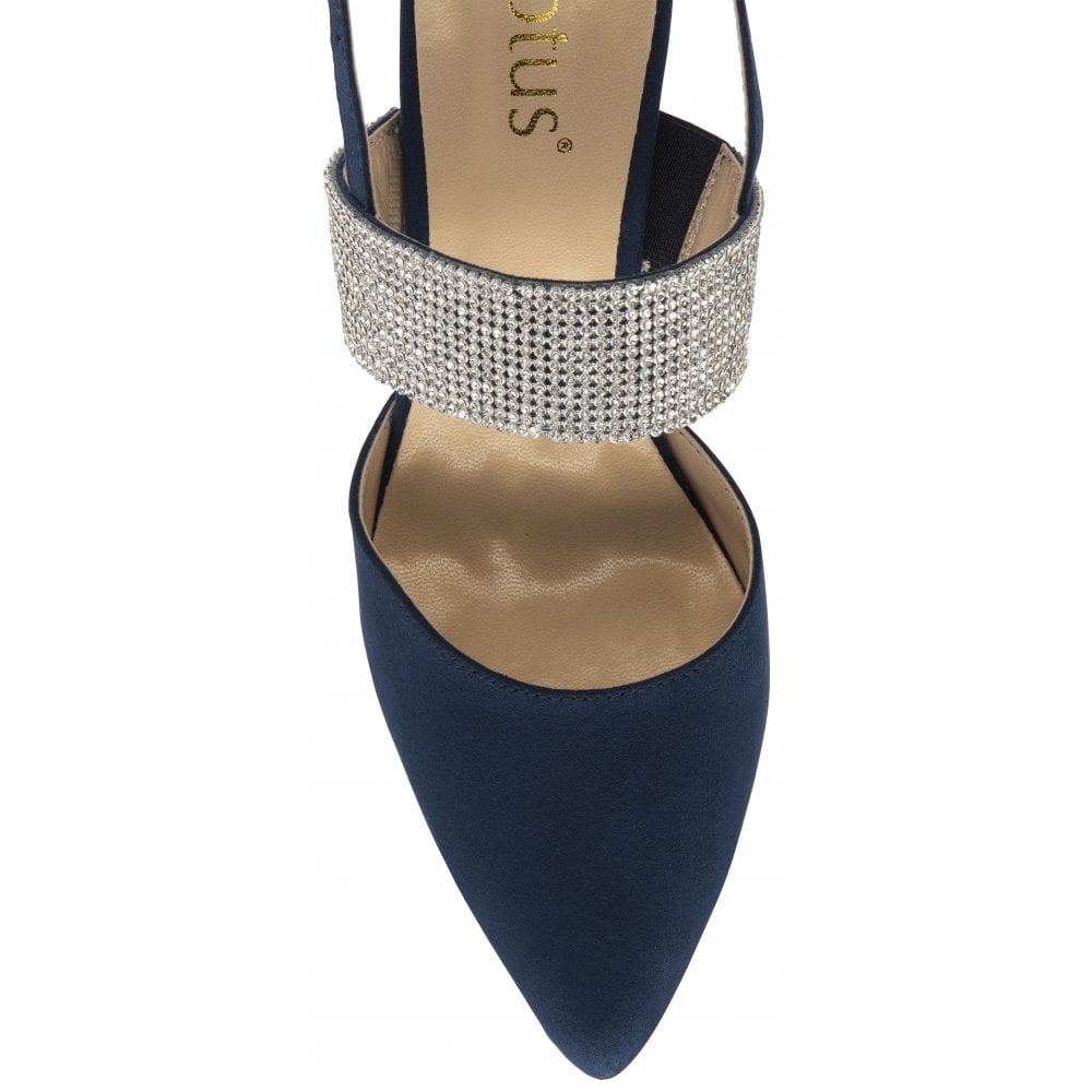 Navy Lotus Sling Back Shoes LOTUS Violette Navy Diamante Sling