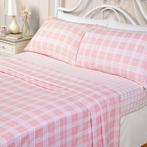 Pink Flannelette Check Sheet Set