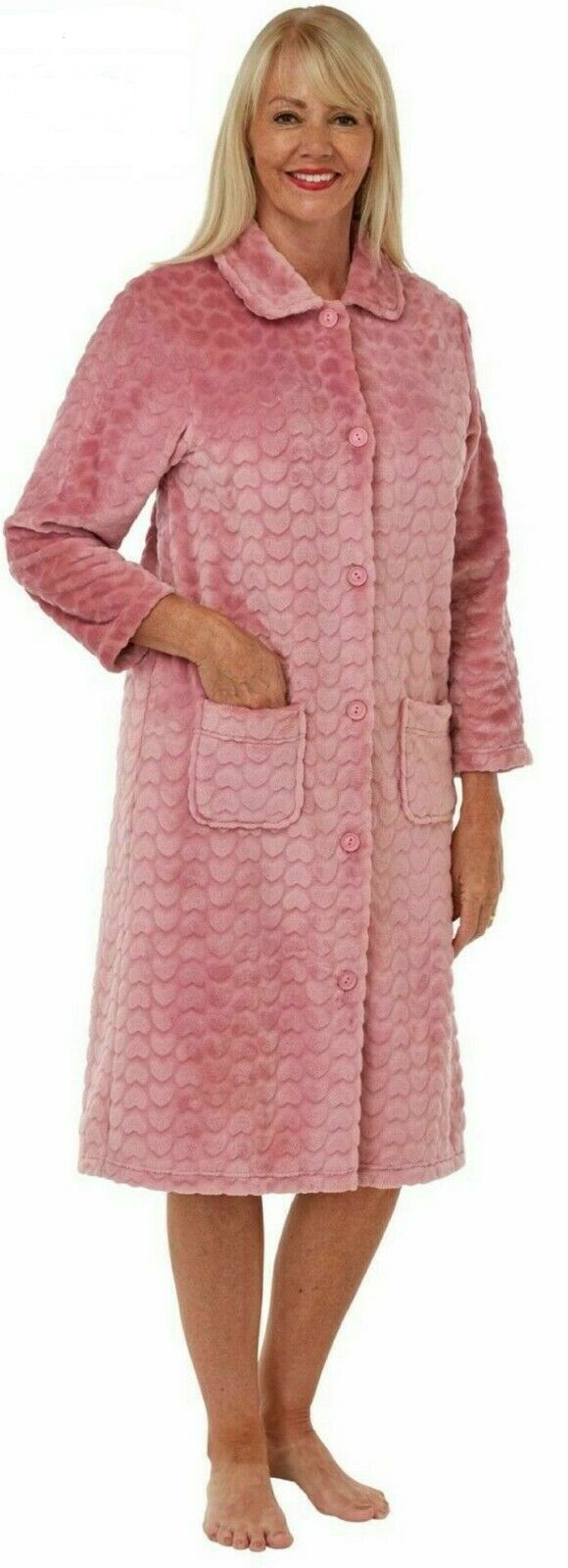 Pink Supersoft Button Through Dressing Gown