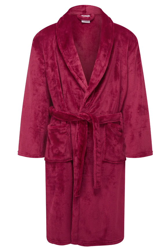 Wine Soft Fleece Shawl Collar Robe - MARLON