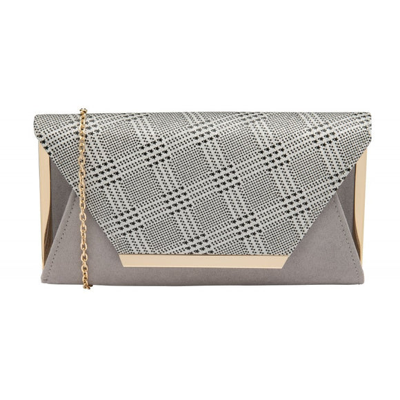 LOTUS Martha Silver Check Clutch Bag