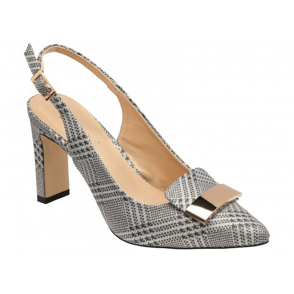 LOTUS Oti Silver Check Slingback Shoe