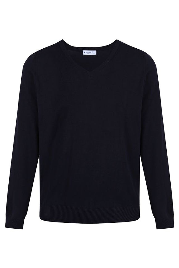 Cotton V-Neck Jumper - Navy