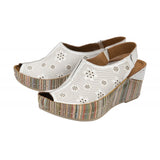 LOTUS Deniz White Leather Wedge Sandal