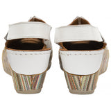 LOTUS Deniz White Leather Wedge Sandal